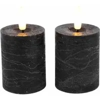 Countryfield LED-Kerze (Set, 2-tlg), schwarz 3D-Flamme 6/18h Timer 5x9,5cm