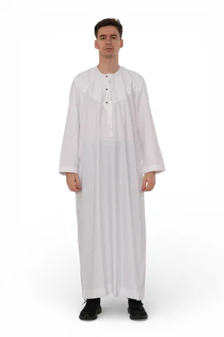 Herren Eid Weiße marokkanische Jubba Robe Djellaba Ramadan Eid Thobe – HM11