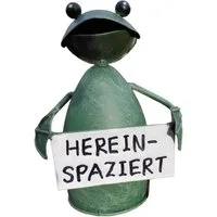 Deko-Impression Dekofigur Zaunfigur Zaunhocker Garten-Deko Frosch mit Schild "Hereinspaziert" (1 St)