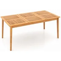 COSTWAY Gartentisch, mit Schirmloch, Akazienholz, 170x90cm, 6 Personen rechteckig