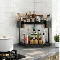 TUWENA Regal Gewürzregal Organizer, 2/3 Etagen Küchenregal Ecke, Stäbchenhalter, Eckregal Küche Aufbewahrung für Gewürzflasche,Toilettenartikel, Tassen