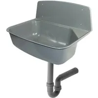 Haas Otto Kunststoffspüle Ausgussbecken aus Kunststoff mit Spritzschutz und Siphon DN 50, 0/0 cm