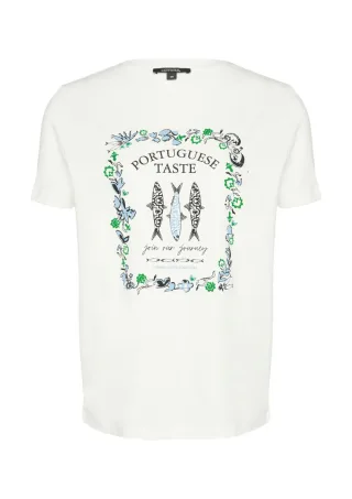 comma - T-Shirt aus Baumwollmix weiß - Gr. - 38