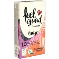 feelgood Condoms XXL-Kondome Large Packung mit, 10 St., Kondome ohne tierische Inhaltsstoffe, vegane, extra breite und lange XL Kondome
