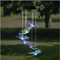 Mojawo LED Stern LED Solar Windspiel Gartenbeleuchtung Deko Schmetterling Farbwechsel