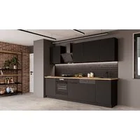 Küchen-Preisbombe Küchenzeile SIENA BASIC 280 cm Küchenblock Küche Einbauküche Schwarz matt