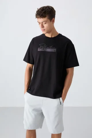 Übergrößen Bedrucktes Baumwollmisch-T-Shirt