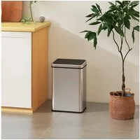 HOMCOM Mülleimer Automatischer Abfalleimer mit Soft-Close-Deckel Bewegungssensor, aus Edelstahl für Büro Schlafzimmer Küchen Silber
