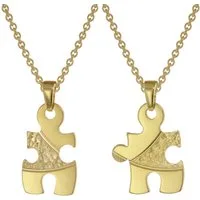 trendor Kette mit Anhänger 75950, Puzzle Partner Set Gold auf Silber + 2