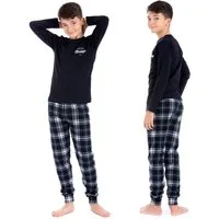 LOREZA Pyjama Jungen Schlafanzug Hausanzug langarm 100% Baumwolle Interlock kariert (Set, 2 tlg)