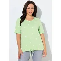 Ulla Popken T-Shirt T-Shirt Blüten Classic Rundhals Halbarm Tunnelzug