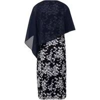GOLDNER Abendkleid Kurzgröße: Chiffonkleid mit raffiniertem Überwurf Rundhalsausschnitt und einzigartiges Strukturmuster