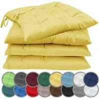 NatureMark Sitzkissen 4er-Set Stuhlkissen 40x40cm mit Bändern, Sitzpolster Kissen 4er Pack, schadstoffgeprüft, Gelb