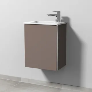 Sanipa 3way Waschtischunterbau zu Duravit ME by Starck Waschtisch mit 1 Tür, Taupe-Matt BP7201T