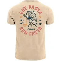 Neverless Print-Shirt Herren Vintage T-Shirt Backprint Eat Pasta Run Fasta Leopard mit Print