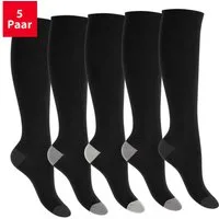 Footstar Langsocken Kinder Baumwoll Kniestrümpfe (5 Paar) abgesetzte Ferse/Spitze