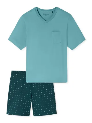 Schiesser Herren Pyjama Comfort EssentialsSchlafanzug, Pyjama Set, Nachtwäsche