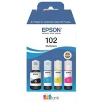 Epson 102 Multipack Tintenpatrone (Set, 4-tlg., Original Druckerpatrone, schwarz, cyan, magenta, gelb)
