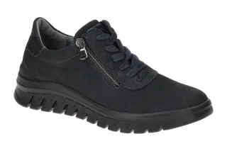 Waldl?ufer 913008 H-BIGGI Damen-Halbschuhe Blau Notte Extra Weit Keilabsatz