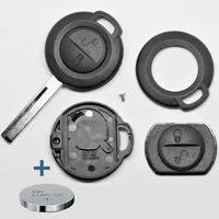 mt-key Auto Schlüssel Austausch Gehäuse + Rohling + 1x passende CR2016 Knopfzelle, CR2016 (3 V), für Smart 454 FORFOUR Mitsubishi Funk Fernbedienung