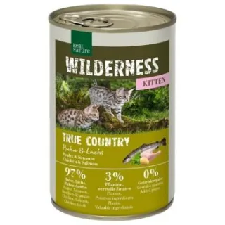 REAL NATURE WILDERNESS Nassfutter Katze, Kitten True Country, Huhn und Lachs 24x400 g