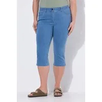 Ulla Popken 5-Pocket-Jeans Capri-Jeans Saumschlitz Komfortbund Biobaumwolle