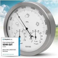 MAVORI analoge Wetterstation - 3in1 Barometer, Hygrometer & Thermometer Wetterstation (inkl. Befestigungsmaterial für Wandmontage, mechanische Messung - ohne Batterie oder flüssige Substanzen)