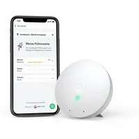 AIRTHINGS Raumluft-Qualitätssensor, Wave Mini, Luftqualitätsmonitor mit Schimmelrisiko - Indikation, Radonsensor, Lokale Pollenwert, Visuelle Anzeige: Ampelfarben