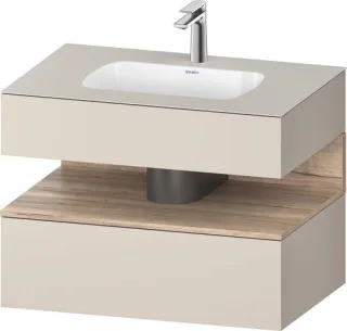 Duravit Qatego Einbauwaschtisch mit Konsolenwaschtischunterbau Eiche Marmoriert & Taupe Matt 800x550 QA4785055910010