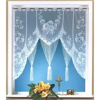 heimtexland Scheibengardine Raffiniertes Fensterbild M-Bogen Jacquard Gardine (1 St), Stangendurchzug, transparent, Jacquard, Fensterdekoration Fadengardine mit gebogter Blumen Bordüre