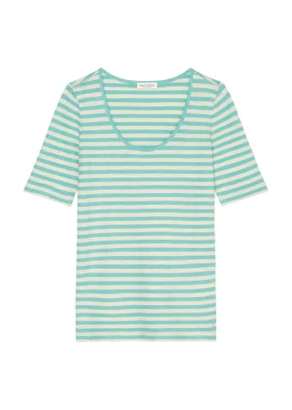 Marc OPolo Casual - Ringel-T-Shirt mit tiefem Rundhalsausschnitt regular - Gr. - L
