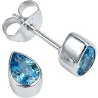 mantraroma Paar Ohrstecker SAMA Tropfen aus 925 Silber mit blau Topas (Paar, Paar Ohrringe mit Schmuckbeutel), 925 Sterling Silber Ohrringe für Damen