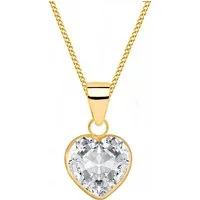 Goldene Hufeisen Kette mit Anhänger Kristallklarer Herzanhänger mit Halskette - aus vergoldetem Echtsilber, 925 Sterling Silber (hypoallergen)