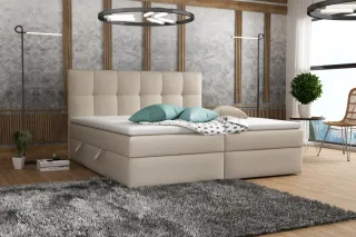 Boxspringbett Schlafzimmerbett ARTURO 180x200cm Stoff Soro Beige