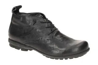 Think 144 Herrenstiefelette Schwarz Glattleder Gummizug Schnellverschluss