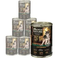 Dehner Wild Nature Unterholz Adult Rind / Wildschwein, 6 x 400 / 800 g Dose Wildschwein, Nassfutter für: Hunde, Nassfutter für ausgewachsene Hunde, glutenfrei