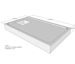 Neuesbad Wannenträger für Bette superflach 120x75x3,5 SD22092
