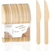 wisefood Einwegbesteck-Set 40-tlg., Holz Messer - 16,5 cm - 20er Packungen (40-tlg), Holz