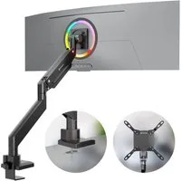 ONKRON Monitor-Halterung 17-57 Zoll, bis 27 kg, VESA 75x75-200x200, G130-B, (bis 57 Zoll, neigbar, schwenkbar, drehbar, Gasdruckfeder, Kabelmanagement)