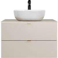 Lomadox Waschtisch DURANGO-56, 80 cm breit, Keramikwaschbecken, kaschmir, 2 Schubladen
