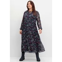 Sheego Etuikleid Maxikleid Langarm aus Chiffon, mit blickdichtem Futter