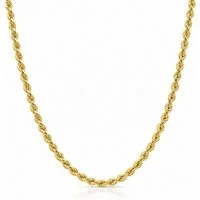 Tony Fein Kette ohne Anhänger Kordelkette 5 mm 585er Vergoldet Hochglanzpoliert, Made in Italy für Damen und Herren