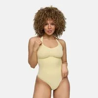 cfab (creamy fabrics) Shaping-Body Neckholder Shapewear mit String-Baby Yellow-2XL (1-tlg)