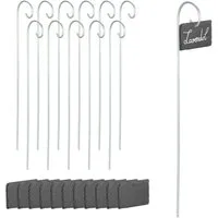 relaxdays Gartenstecker 12 Schiefer-Pflanzenschilder mit Stab