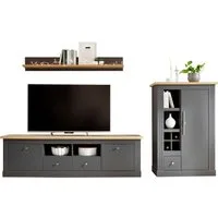 OTTO home Wohnwand Sherwood, Anbauwand im Landhausstil, Komplettset, Wohnzimmer-Set, (Set, 3-St), Wohnwand-Set: 1 Lowboard, 1 Kommode, 1 Wandregal.
