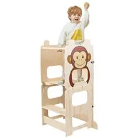 JEOBEST Stehhilfe Kleinkindturm, Lernturm, Stehturm, 3-in-1-Küchenhocker, (1 St, Holz, Klappbar) Helfer mit Kreidetafel