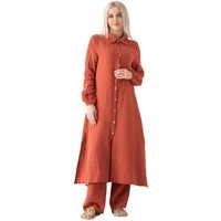 WENOR Longtunika Musselin 130cm lang Kokosknopf 100% Baumwolle Modest Look 36-50