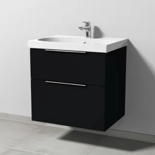 Sanipa 3way Waschtischunterbau zu Geberit Acanto Waschtisch mit 2 Auszügen, Schwarz-Matt UF41608