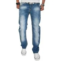 Alessandro Salvarini Straight-Jeans Herren Light Sky Blue – Sommer Denim Helle Jeans mit Waschung und geradem Beinverlauf