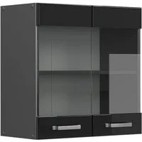 Vicco Glashängeschrank R-Line, Schwarz Hochglanz/Anthrazit, 60 cm (1-St)